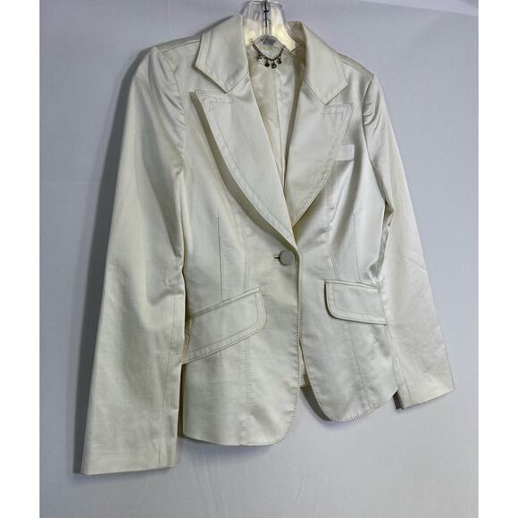 Vintage Y2K 2000s Bebe White Tailored Fitted Blazer Size 2 - Picture 3 of 11